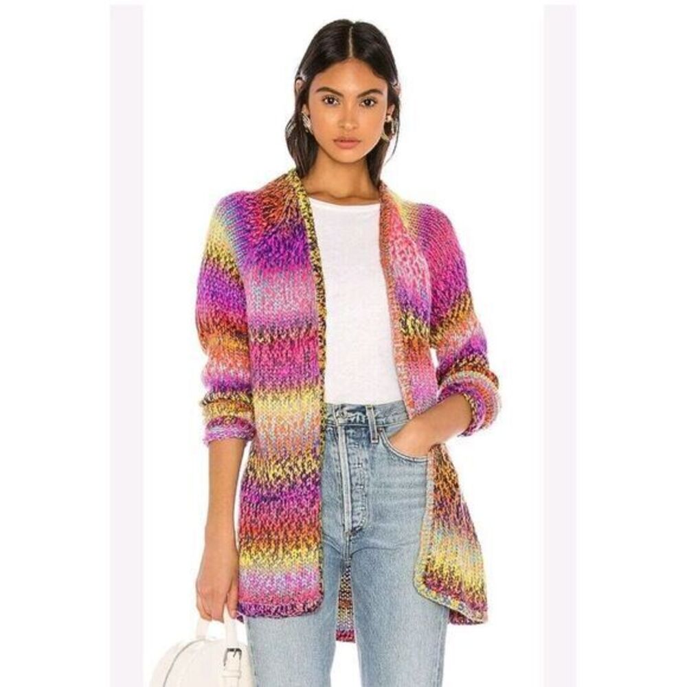 New Wildfox Couture Cardigan Multicolor Open Front Knit‎ Womens